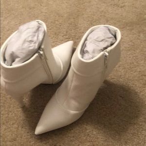 White leather booties